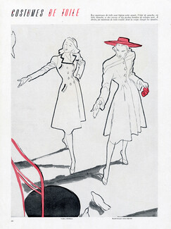 Véra Boréa & Marcelle Chaumont 1946 Coats, René Gruau Fashion Illustration