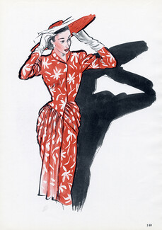 Jacques Fath 1946 René Gruau, Summer Dress