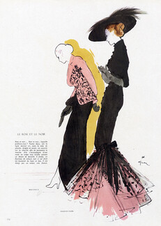 Molyneux & Jacques Fath 1946 Evening Gown, René Gruau, Fashion Illustration
