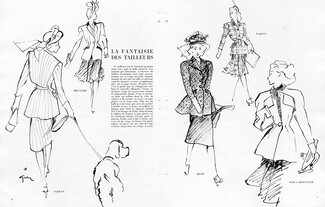 Gruau 1945 Paquin & Bruyère | Heim, Paquin & Mad Carpentier Fashion Illustration