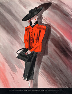 Molyneux 1941 Jaquette Summer Dress Leon Benigni Fashion Illustration
