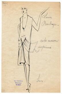 Louiseboulanger 1930s, Original Fashion Drawing, Léo Tissandié