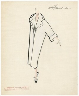 Jacques Griffe 1950s, "Amoroso" Original Fashion Drawing