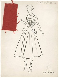 Nina Ricci 1950s "La nouvelle Eve", Original Fashion Drawing