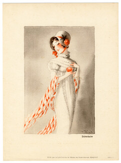 Jean Droit 1930s "Directoire", Elegant, Lithographie