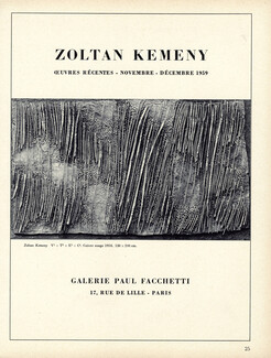 Zoltan Kemeny 1959 Galerie Paul Facchetti