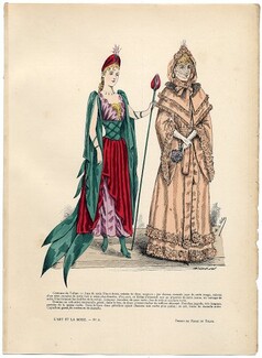 L'Art et la Mode 1890 N°06 Marie de Solar, colored fashion lithograph