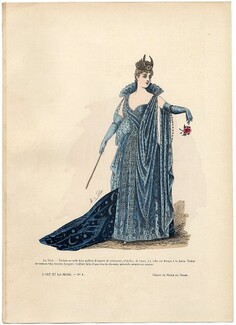 L'Art et la Mode 1890 N°08 Marie de Solar, colored fashion lithograph