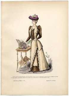 L'Art et la Mode 1891 N°05 Marie de Solar, colored fashion lithograph, Louis XV Jacket