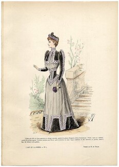 L'Art et la Mode 1891 N°07 Marie de Solar, colored fashion lithograph