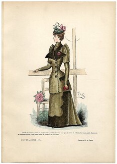 L'Art et la Mode 1891 N°09 Marie de Solar, colored fashion lithograph, Race Dress