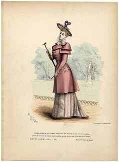 L'Art et la Mode 1892 N°11 Complete magazine with colored fashion engraving by Marie de Solar, 16 pages