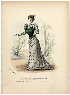 L'Art et la Mode 1892 N°12 Complete magazine with colored fashion engraving by Marie de Solar