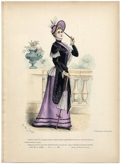 L'Art et la Mode 1892 N°13 Complete magazine with colored fashion engraving by Marie de Solar