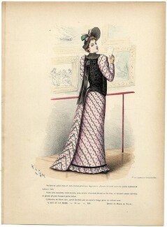 L'Art et la Mode 1892 N°14 Complete magazine with colored fashion engraving by Marie de Solar