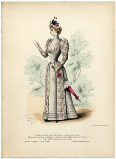 L'Art et la Mode 1892 N°19 Complete magazine with colored fashion engraving by Marie de Solar
