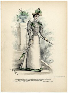 L'Art et la Mode 1892 N°22 Complete magazine with colored fashion engraving by Marie de Solar