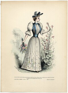 L'Art et la Mode 1892 N°28 Complete magazine with colored fashion engraving by Jules Hanriot