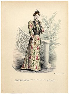 L'Art et la Mode 1892 N°29 Complete magazine with colored fashion engraving by Jules Hanriot