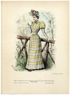 L'Art et la Mode 1892 N°32 Complete magazine with colored fashion engraving by Marie de Solar