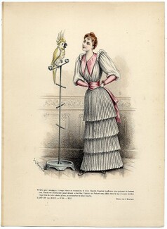 L'Art et la Mode 1892 N°33 Complete magazine with colored fashion engraving by Jules Hanriot, Parrot