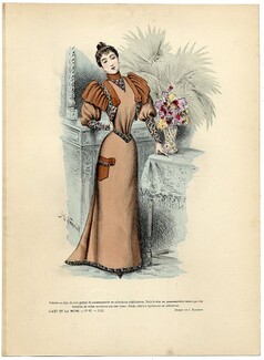 L'Art et la Mode 1892 N°37 Complete magazine with colored fashion engraving by Jules Hanriot