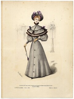 L'Art et la Mode 1892 N°53 Complete magazine with colored fashion engraving by Jules Hanriot, 16 pages