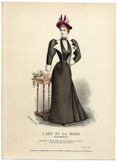 L'Art et la Mode 1893 N°10 Complete magazine with colored fashion engraving by Jules Hanriot, 16 pages