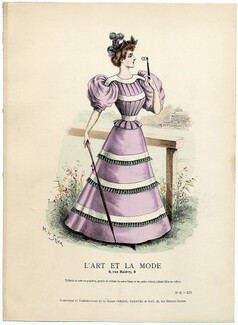L'Art et la Mode 1893 N°12 Complete magazine with colored fashion engraving by Marie de Solar, 16 pages