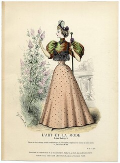 L'Art et la Mode 1893 N°13 Complete magazine with colored fashion engraving by Jules Hanriot, 16 pages