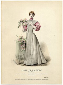 L'Art et la Mode 1893 N°09 Complete magazine with colored fashion engraving by Marie de Solar, 16 pages