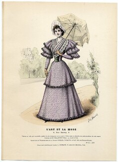 L'Art et la Mode 1893 N°16 Complete magazine with colored fashion engraving by Jules Hanriot, 16 pages