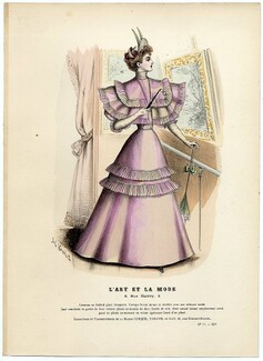 L'Art et la Mode 1893 N°17 Complete magazine with colored fashion engraving by Jules Hanriot, Rosita Mauri, Pranishnikoff, 16 pages