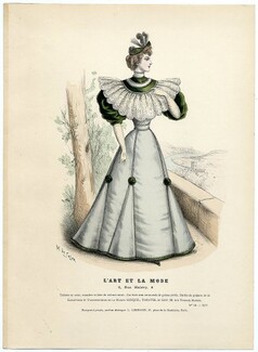 L'Art et la Mode 1893 N°18 Complete magazine with colored fashion engraving by Marie de Solar