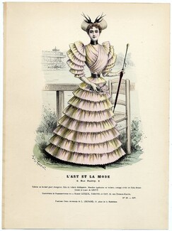 L'Art et la Mode 1893 N°20 Complete magazine with colored fashion engraving by Jules Hanriot