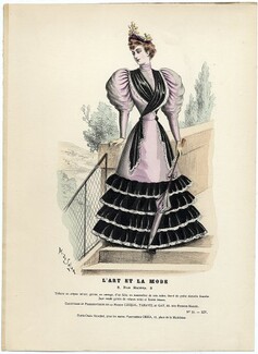 L'Art et la Mode 1893 N°21 Complete magazine with colored fashion engraving by Marie de Solar