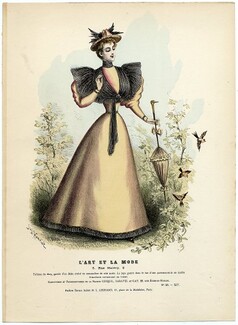 L'Art et la Mode 1893 N°26 Complete magazine with colored fashion engraving by Jules Hanriot