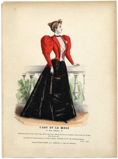 L'Art et la Mode 1893 N°35 Complete magazine with colored fashion engraving by Jules Hanriot, Felix Giacomotti
