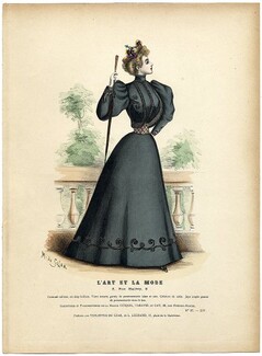 L'Art et la Mode 1893 N°37 Complete magazine with colored fashion engraving by Marie de Solar, Theodore Tchoumakoff