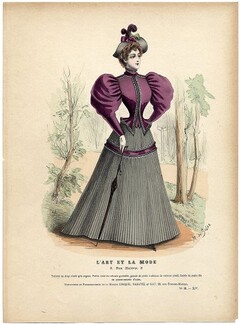 L'Art et la Mode 1893 N°39 Complete magazine with colored fashion engraving by Marie de Solar, Jules Ballavoine painter