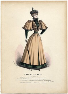 L'Art et la Mode 1893 N°44 Complete magazine with colored fashion engraving by Marie de Solar, Russian Costume, Fan by Louise Abbema