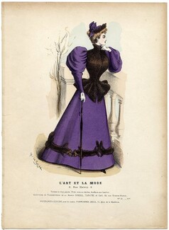 L'Art et la Mode 1893 N°45 Complete magazine with colored fashion engraving by Marie de Solar