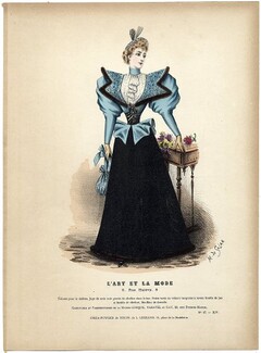 L'Art et la Mode 1893 N°47 Complete magazine with colored fashion engraving by Marie de Solar