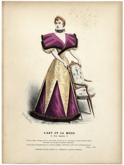 L'Art et la Mode 1893 N°48 Complete magazine with colored fashion engraving by Jules Hanriot