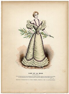 L'Art et la Mode 1894 N°06 Complete magazine with colored fashion engraving by Jules Hanriot, Ball Gown, Sarah Bernhardt