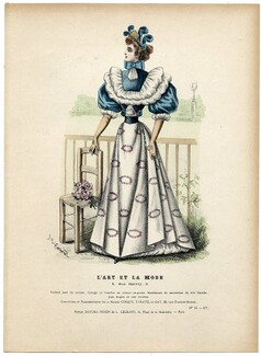 L'Art et la Mode 1894 N°14 Complete magazine with colored fashion engraving by Jules Hanriot, Louise Abbema
