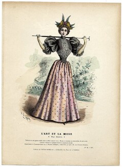 L'Art et la Mode 1894 N°18 Complete magazine with colored fashion engraving by Marie de Solar, Sarah Bernhardt by Louise Abbema