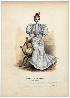 L'Art et la Mode 1894 N°22 Complete magazine with colored fashion engraving by Jules Hanriot, Jeanne Harding