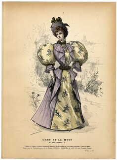 L'Art et la Mode 1894 N°31 Complete magazine with colored fashion engraving by C. Levilly, Louise Abbema, 20 pages