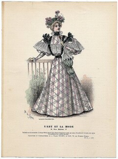 L'Art et la Mode 1895 N°21 Complete magazine with colored fashion engraving by Marie de Solar, Portalez